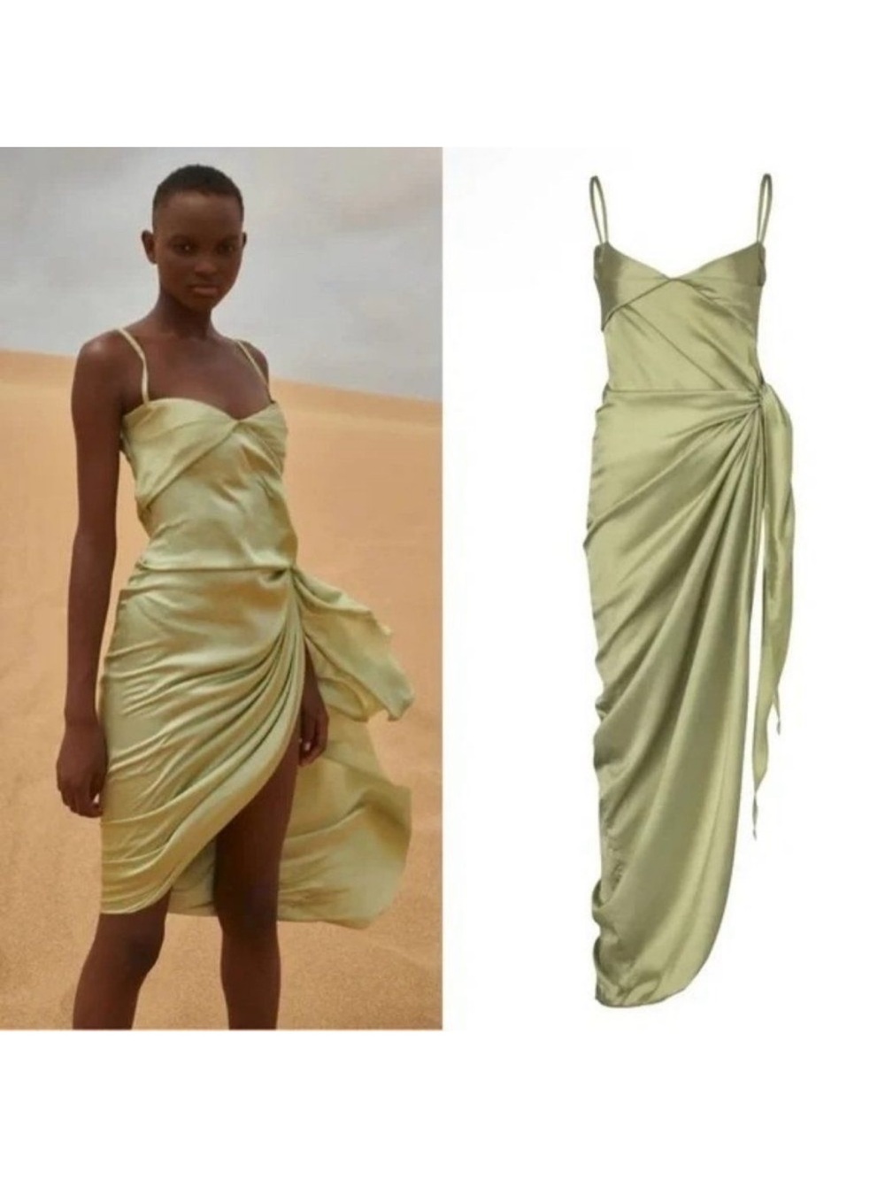 Flawed Baobab Selma Dress in Grape Green Asymmetrical Wrap